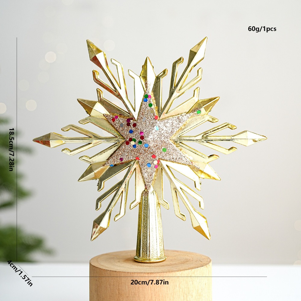 Star Tree Topper - Plastik Yıldız Üst Süsü Elektrokaplama 3D