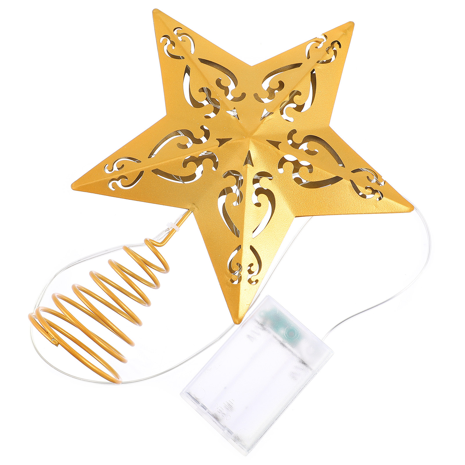 Star Tree Topper - 1 Adet Simli Kaplamalı Demir Altın