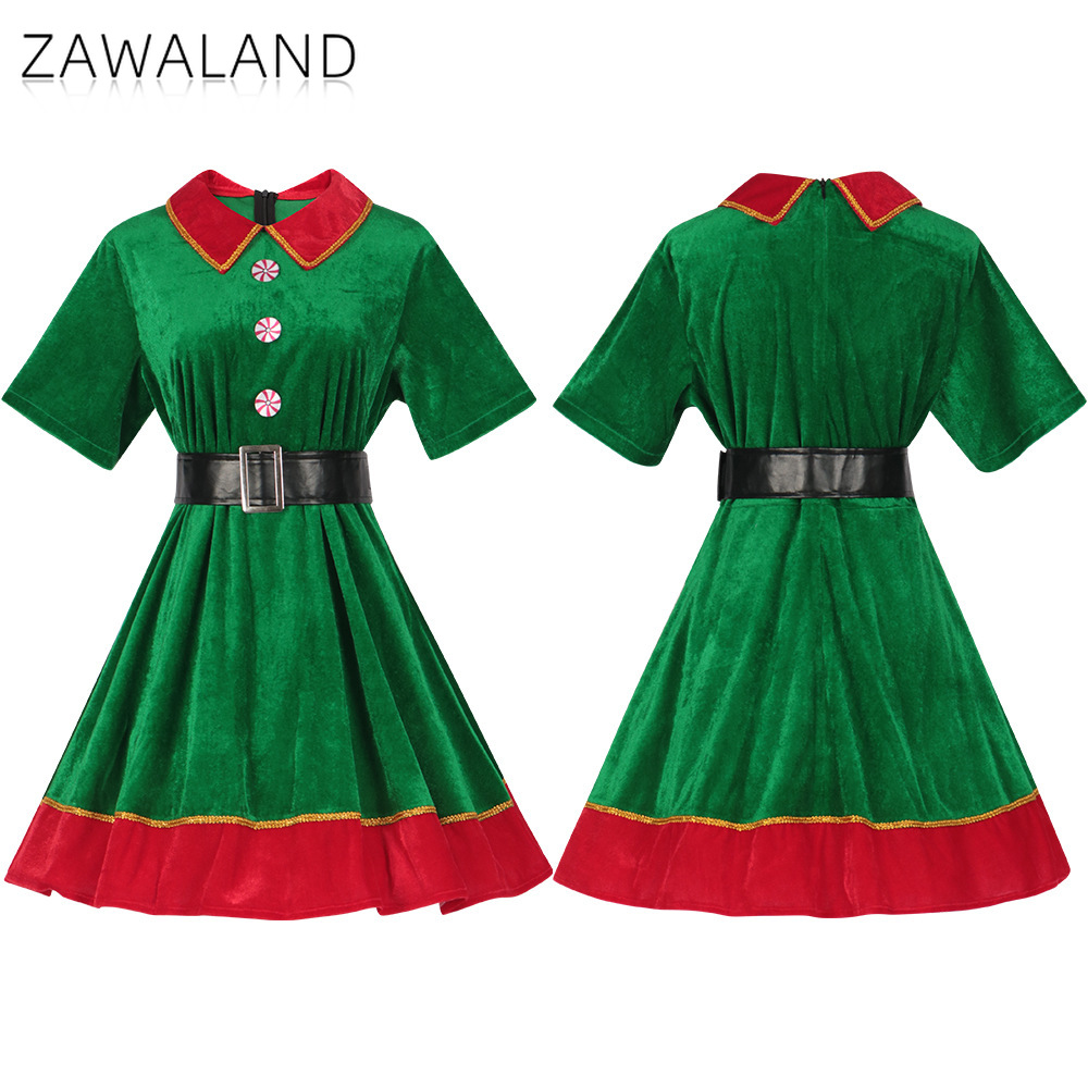Elf Costume Christmas - Noel Elf Cosplay Kostüm Kadın Yeşil