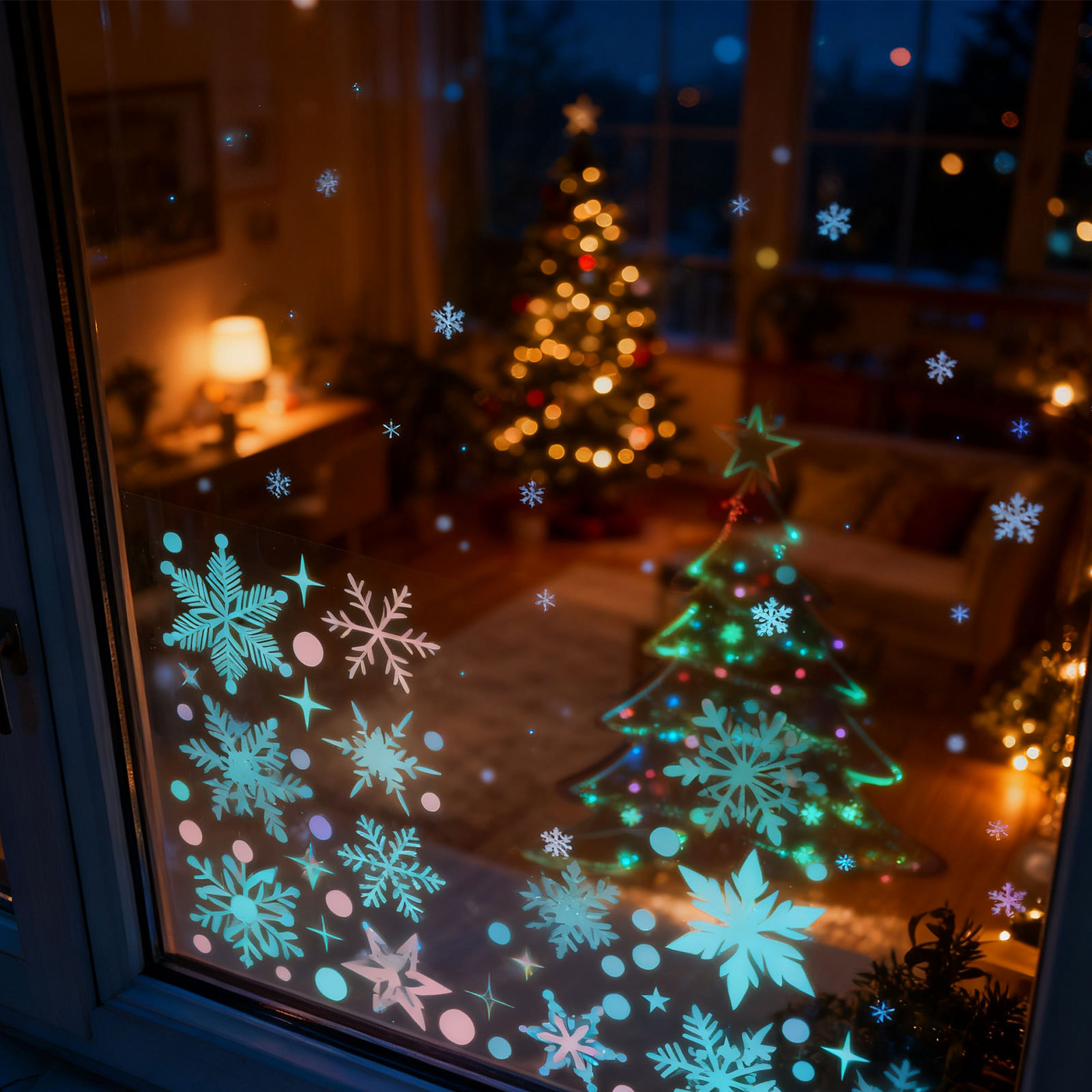 Snowflake Window Decal - 3 Yaprak Kar Tanesi Noel Pencere