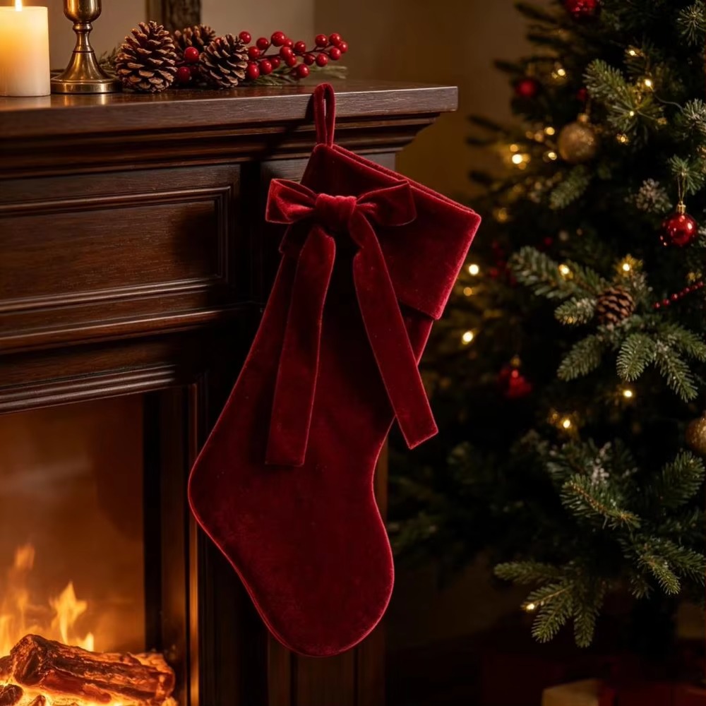 Düz Renk Kadife Noel Çorabı, F - Christmas Stocking Hanging incelemesi ve fiyatı